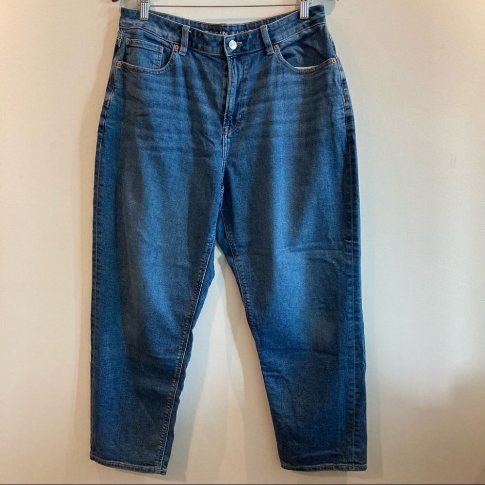 AMERICAN EAGLE Sz 10 Mom High Rise Mid-Wash Jeans